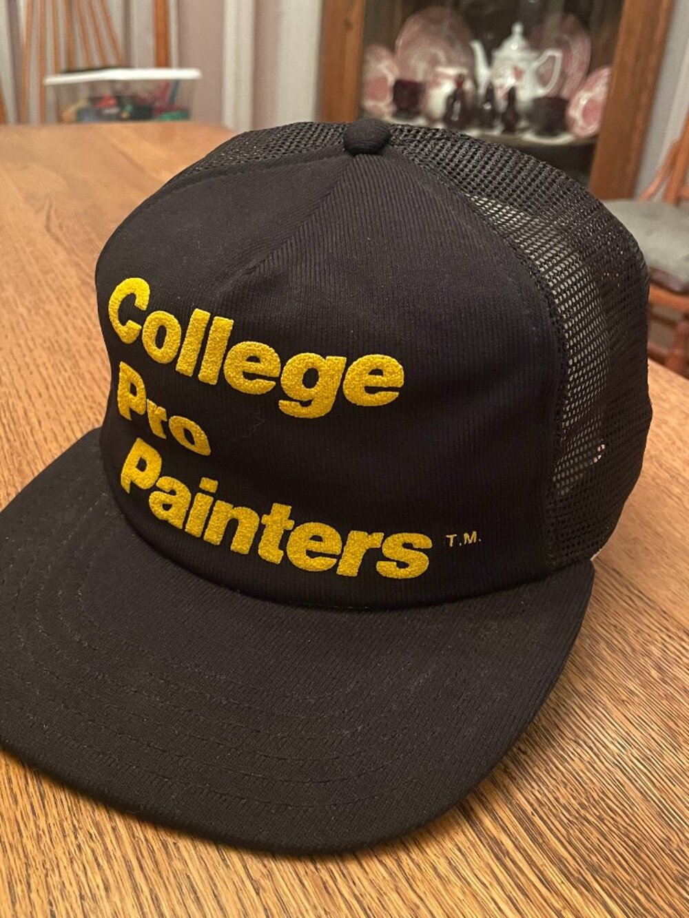 Vintage College Pro Painters Black Snapback Trucker Hat Cap made in USA